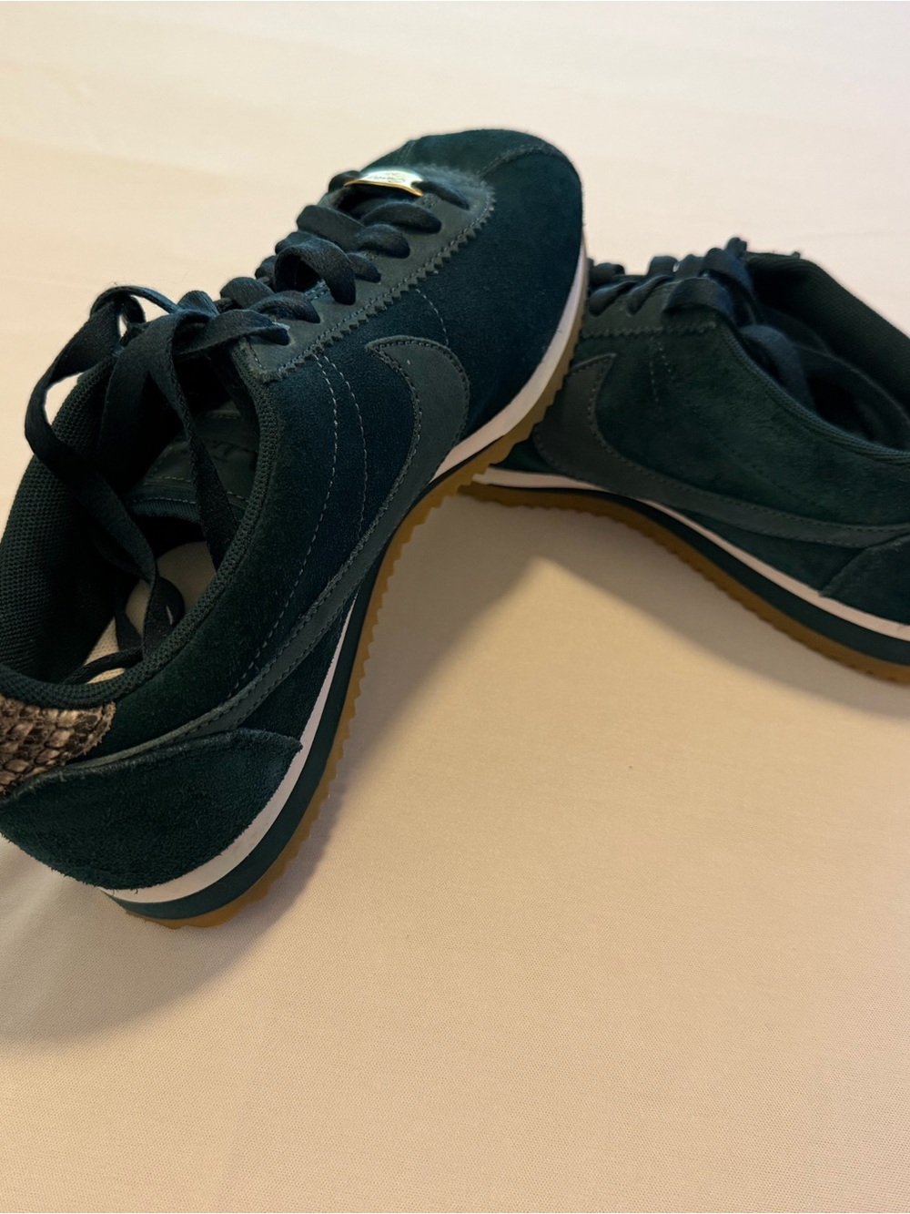 Nike Women’s Dark Green Suede Lace-Up Sneakers